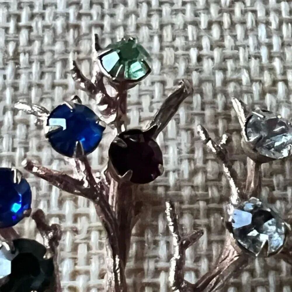 Sarah Coventry RARE Rhinestones Tree Brooch Gold Tone - Picture 3 of 10